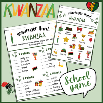 Preview of kwanzaa Scavenger Hunt Christmas Trivia Informational Reading middle primary 5th