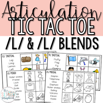 Preview of l and l blends- Articulation Game for Speech Therapy- Tic Tac Toe
