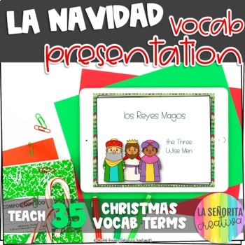 Preview of Christmas Vocab Powerpoint with Pictures | la Navidad