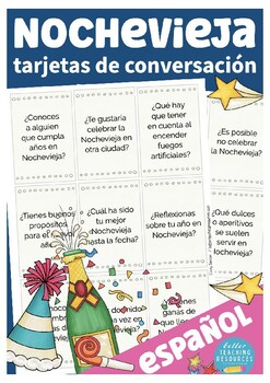 Preview of la Nochevieja Spanish conversation cards (New Year's Eve)