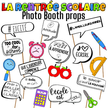 Preview of la rentrée - Back to School Photo Booth Props in french