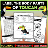 label the body parts of Toucan:Word Search, Labeling, Work