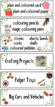 Preview of labels for classroom resources, craft and or play rooms