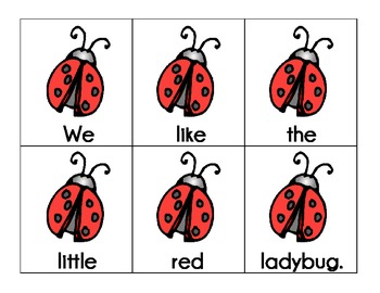 ladybugs: scrambled sentences pocket chart station by kindergarten kupcakes