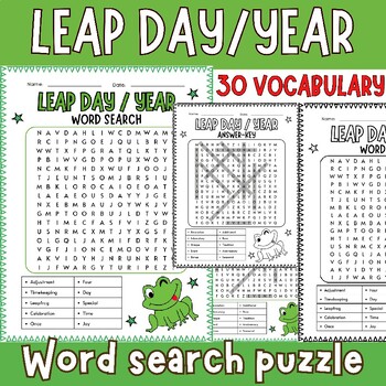 Preview of leap Day 2024 word search Puzzle | No prep Leap Year activities