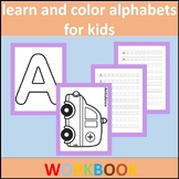 learn trace and color alphabets for  workbook for kids