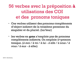 Les Verbes Avec Prepositions A Pronom Complement Indirect Pronom Tonique