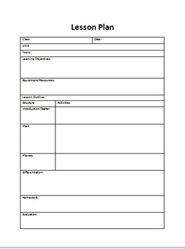 lesson plan template by MissZee TPT