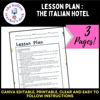 Preview of lesson plan: the italian hotel. Printable 10th-12th grade