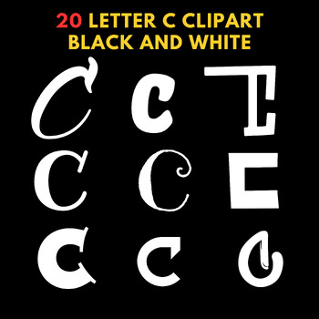 Preview of letter C clipart black and white