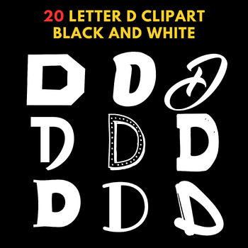 Preview of letter D clipart black and white