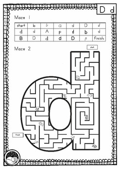 letter d maze 2 mazes on 1 page by miss simplicity tpt