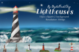 lighthouse clipart, watercolor lighthouse, lighthouse set