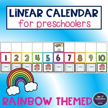 Preview of linear calendar rainbow themed