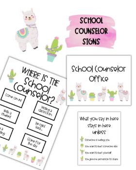 llama cactus Where is the Counselor, confidentiality office sign door poster