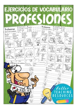 Preview of los PROFESIONES Spanish jobs vocabulary worksheets