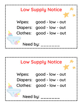 Preview of low potty training supply notice for parent
