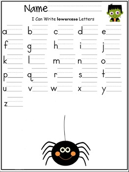 lowercase letters of the alphabet writing worksheet halloween october