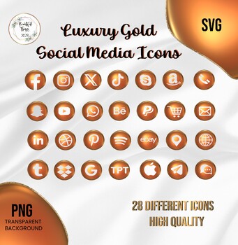Preview of luxury Orange Social Media Icons