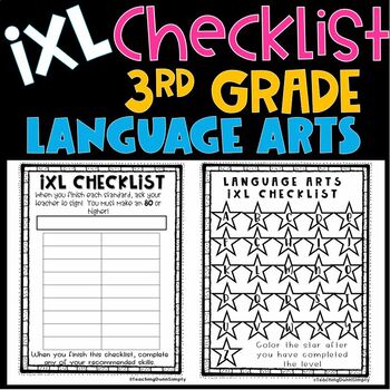 Preview of ixl Checklist - Third Grade LANGUAGE ARTS