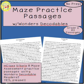 Preview of mClass Dibels 8 Maze Practice Passages Gr 2