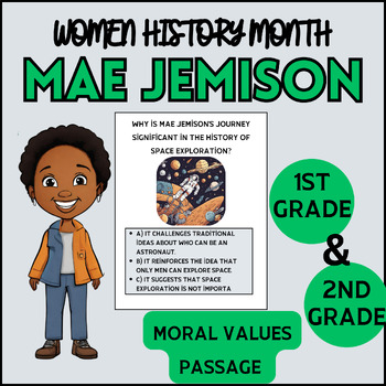 Preview of mae jemison Reading Comprehension Passage| women history month |1st & 2nd Grade