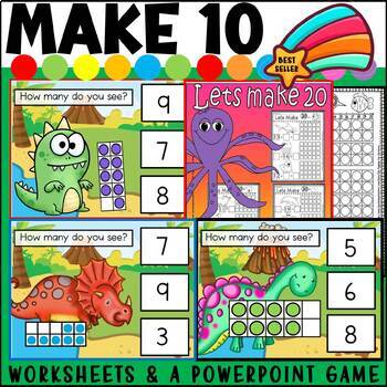 Preview of make  10 and 20  with a ten frame|teaching powerpoints game