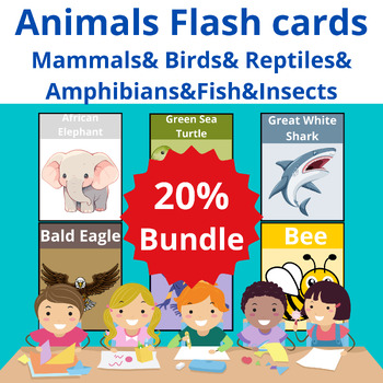 Mammals& Birds& Reptiles& Amphibians&Fish&Insects Flash cards Bundle