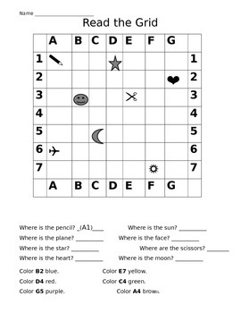 Preview of map grid worksheet