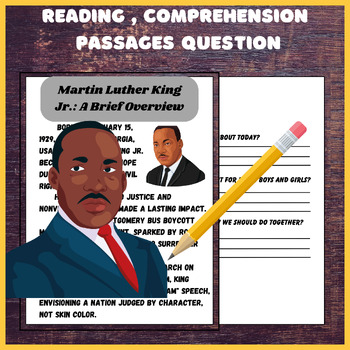 Preview of martin luther king jr. reading comprehension | comprehension passages