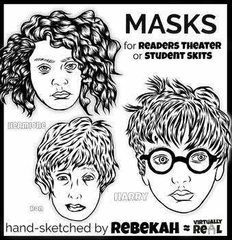 Preview of masks to support readers theater Sorcerer's Stone - Harry, Hermione, Ron