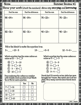 3rd grade Math summer review packet freebie by Heather Mears | TpT