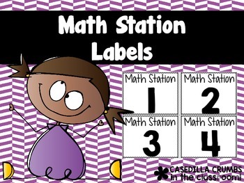 Preview of math Center Station Labels FREEBIE