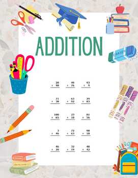 Preview of math addition worksheets for children