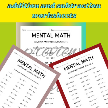 Preview of math fact fluency addition and subtraction worksheets