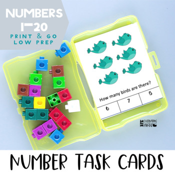 Preview of math special education Number Word Task Cards Task Boxes for special education