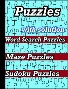 Preview of mixed puzzles activity book  Word Search Puzzles-Maze -Sudoku  105 pages