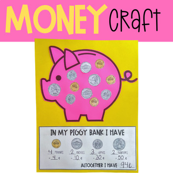 Preview of money piggy bank math craft