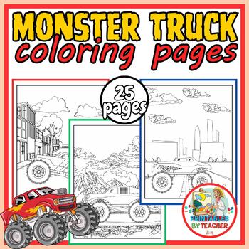 Preview of monster truck coloring pages for kids who loves monster truck | v-01