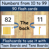 montessori math: flashcards of numbers from 10 to 99