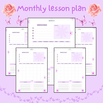 Preview of monthly lesson plan template month at a glance your compact monthly planner