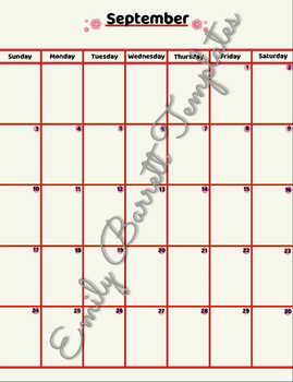 Preview of monthly planner w/ flowers - September