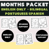 months of the year bilingual coloring w/ Portuguese & Span