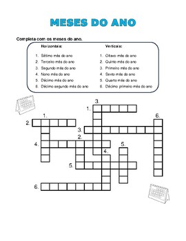 months of the year in portuguese crosswords by Maria C TPT