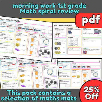 Preview of morning work kindergarten  Math spiral review,kindergarten morning tubs bundle