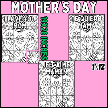 Preview of mother's day Collaborative Poster bundle english | spanish | frensh poster