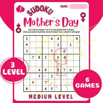 Preview of mothers day SUDOKU critical thinking morning work math activities middle high7th