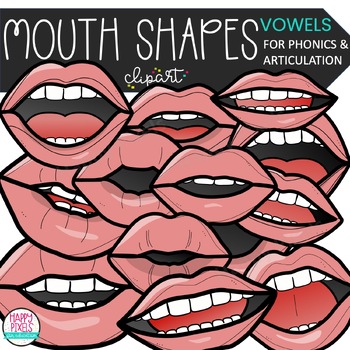 Preview of mouth shape clipart - mouth articulation images - lips position phonics - VOWELS