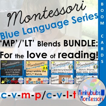 Preview of mp lt Blend Words Boom Cards Blue Language Series BUNDLE