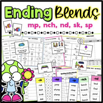 Preview of mp, nch, sk, sp, & nd Ending Blends Worksheets, Sorts, & Assessment